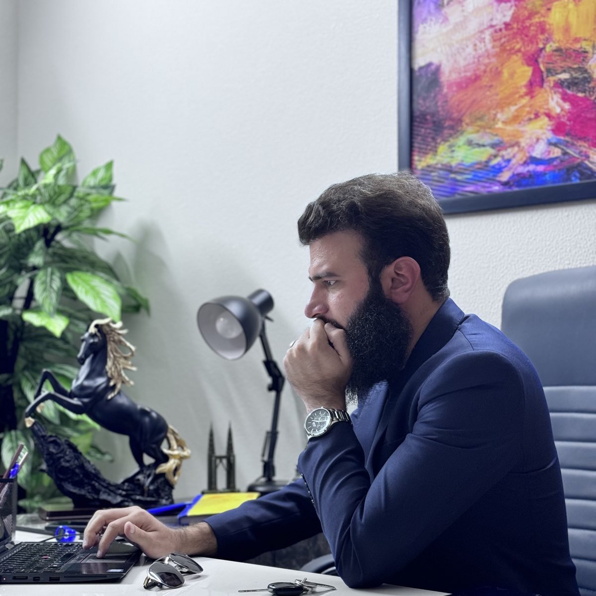 Zahid Gul, founder of G & S Builders, at work in the firm&rsquo;s Islamabad office